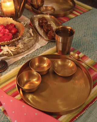 Bahaar Brass Thali Set - Lovedwell