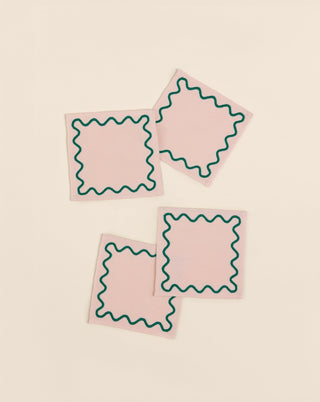Blush Embroidered Cocktail Napkins - Set of 4 - Lovedwell