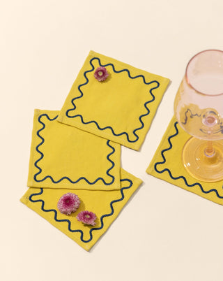 Buttercup Embroidered Cocktail Napkins - Set of 4 - Lovedwell