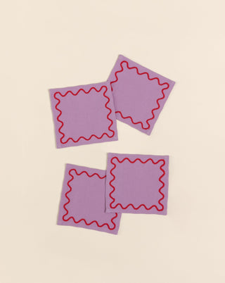 Lavender Embroidered Cocktail Napkins - Set of 4 - Lovedwell