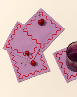 Lavender Embroidered Cocktail Napkins - Set of 4 - Lovedwell