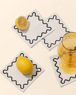 Marshmallow Embroidered Cocktail Napkins - Set of 4 - Lovedwell