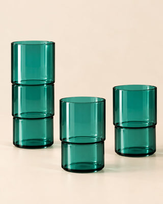 Teal Stackable Glass - Set of 4