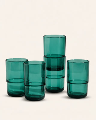 Teal Stackable Glass - Set of 4