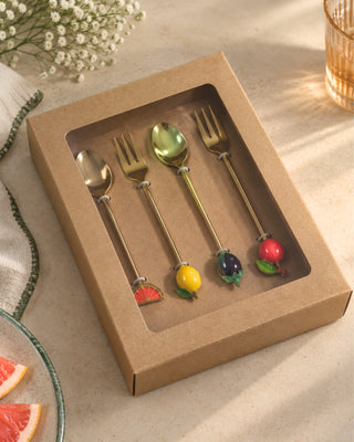 Fruity Fork & Spoon Cutlery Set – Set of 4