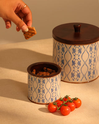 Frosted Wooden Storage Jar