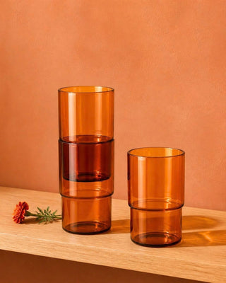 Amber Stackable Glass - Set of 4 - Lovedwell
