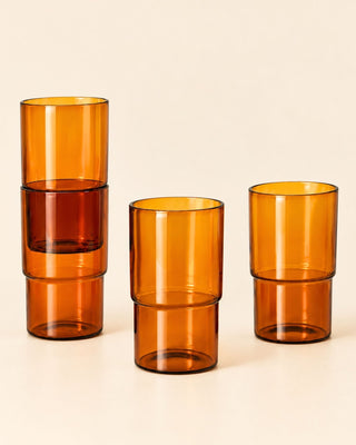 Amber Stackable Glass - Set of 4 - Lovedwell