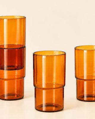 Amber Stackable Glass - Set of 4 - Lovedwell