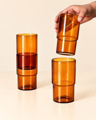 Amber Stackable Glass - Set of 4 - Lovedwell