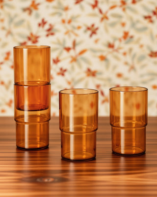 Amber Stackable Glass - Set of 4 - Lovedwell