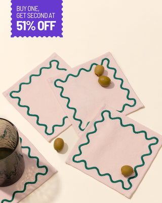 Blush Embroidered Cocktail Napkins - Set of 4 - Lovedwell