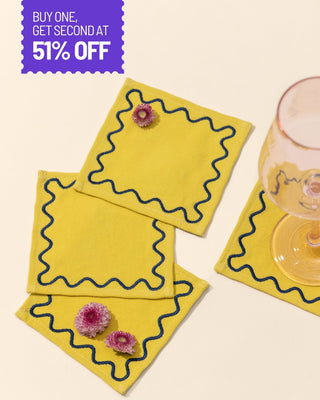 Buttercup Embroidered Cocktail Napkins - Set of 4 - Lovedwell