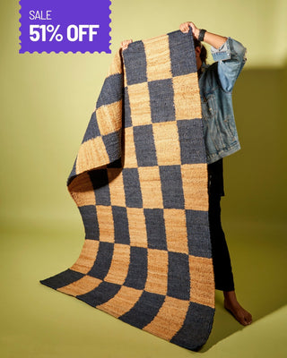 Cuadros Jute Rug - Blue - Lovedwell