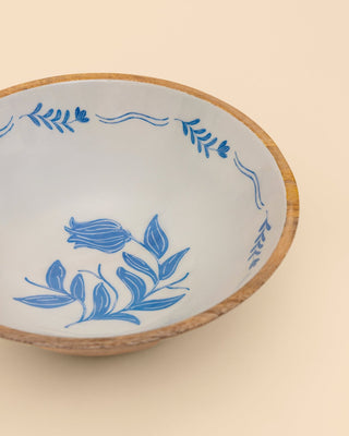 Frosted Wooden Salad Bowl with Servers - Lovedwell