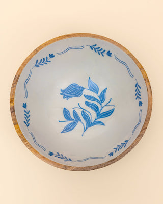 Frosted Wooden Salad Bowl with Servers - Lovedwell