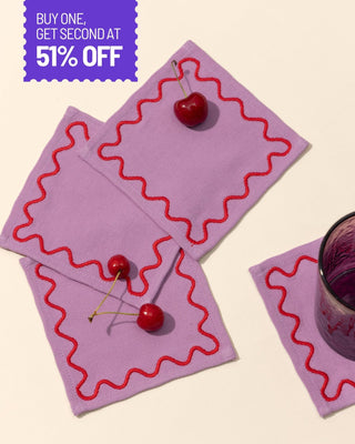 Lavender Embroidered Cocktail Napkins - Set of 4 - Lovedwell