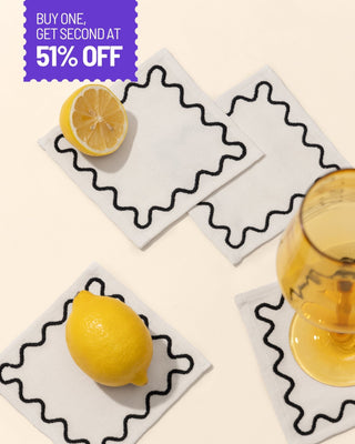 Marshmallow Embroidered Cocktail Napkins - Set of 4 - Lovedwell