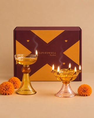 Saanjh Light Festive Gift Box - Tall Diya & Short Diya - Lovedwell
