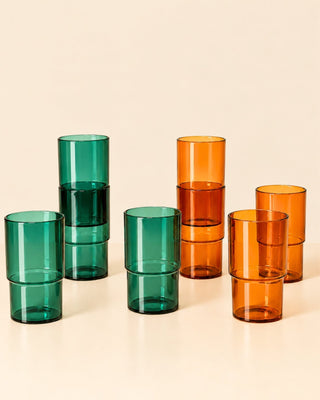 Teal Stackable Glass - Set of 4 - Lovedwell