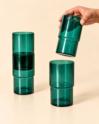 Teal Stackable Glass - Set of 4 - Lovedwell